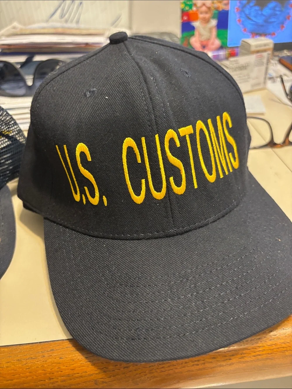 U.S. Customs  Black Cap with Yellow Embroidery